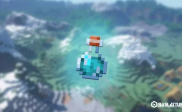 Minecraft Hız İksiri Nasıl Yapılır?- Adım Adım (2026) Minecraft dünyasında hızı artıran turkuaz renkli Hız İksiri (Potion of Swiftness) şişesi, arka planda Minecraft manzarası ve Başlat Tuşu logosu.