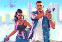 GTA 6 ana karakterleri Lucia ve Jason Vice City sahilinde; arka planda UGC sistemiyle milyonlar kazandıracak şehir manzarası.