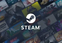 Merkezde beyaz Steam logosu ve arka planda çeşitli popüler bilgisayar oyunlarının (Cyberpunk 2077, Stardew Valley, Sekiro) kapak görsellerinden oluşan kolaj.